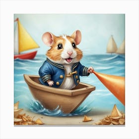 Hamster In A Boat 8 Canvas Print