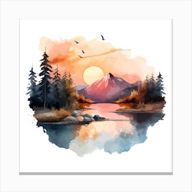 Watercolor Landscape Painting 14 Canvas Print