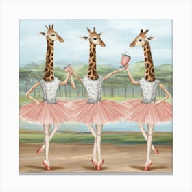 Giraffe Ballerinas Tea Party Print Art And Wall Art Canvas Print