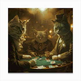 Whiskers & Wagers: A High Stakes Game Canvas Print