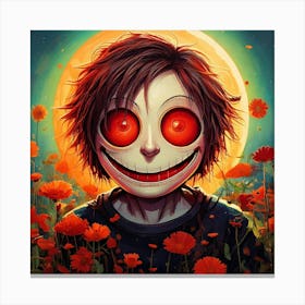 Skeleton Boy With Red Eyes Canvas Print