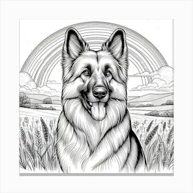 Line Art german shepherd dog 1 Canvas Print