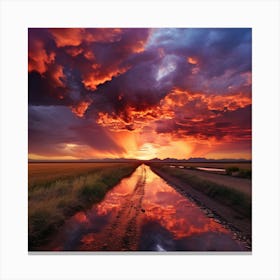 Sunset Over A Road Canvas Print