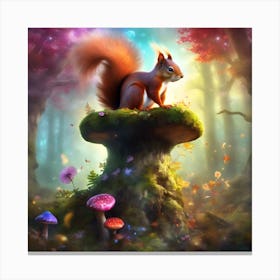 Red Squirrel in Light of the Mystical Forest  Canvas Print