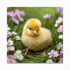 Cute Baby Chick In The Grass Canvas Print