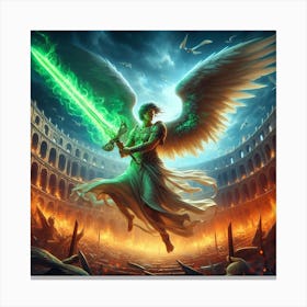 Angel at a burning colosseum (Female) Canvas Print
