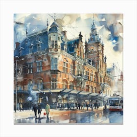 Amsterdam Central Station: Series. Water Colour 4 Canvas Print