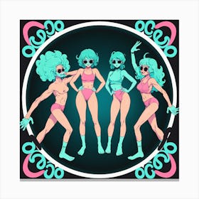 Four Girls In Bikinis 3 Canvas Print