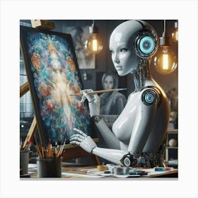 Robot Artist Canvas Print