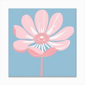 A White And Pink Flower In Minimalist Style Square Composition 376 Canvas Print