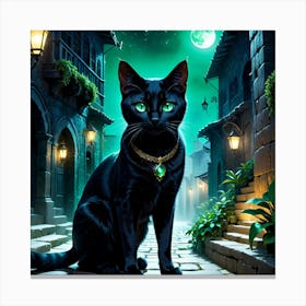 Cat In The Night Canvas Print