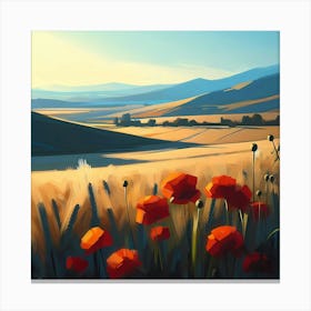 Poppies In The Field Canvas Print