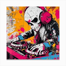 Dj Skeleton Canvas Print