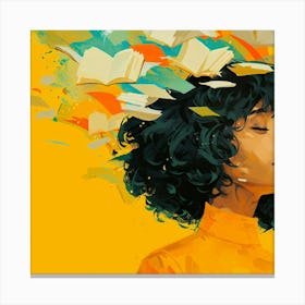 Girl With Books In Her Head Canvas Print