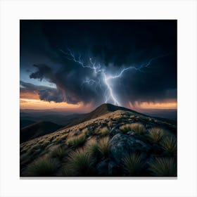 Lightening up mountains Canvas Print