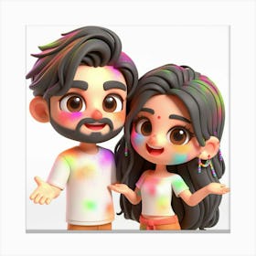 Holi Couple 2 Canvas Print