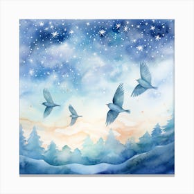 Watercolor Of Birds In The Sky Canvas Print