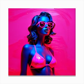 Abstract Neon Pink Bikini Woman Hot Canvas Print
