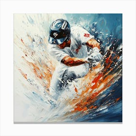 Baseball Player Hitting A Ball Art Canvas Print