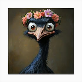 Ostrich With Flower Crown Leinwandbilder