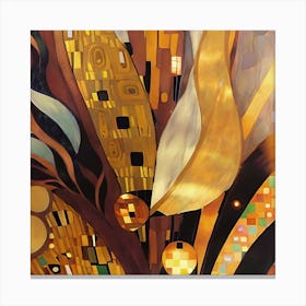 Golden Botanical Klimt Style Canvas Print