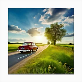 Classic Car On The Road 13 Canvas Print