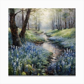 Knitted Impression: Monet's Blue Meadow Dreams Canvas Print