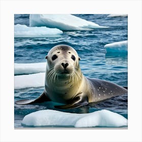 Seal On Iceberg Canvas Print