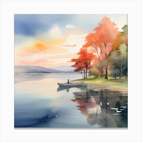 Canoe On The Lake Canvas Print