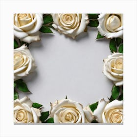 White Roses Frame 6 Canvas Print