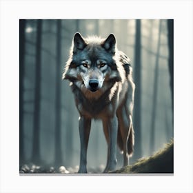 Wolf In The Woods 42 Canvas Print