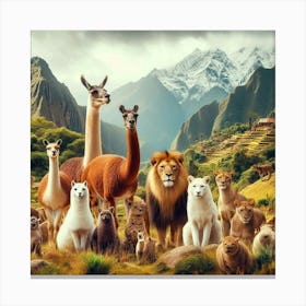 Llama Family Canvas Print