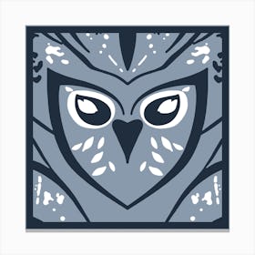 Chic Owl Dark Blue And Grey  Canvas Print