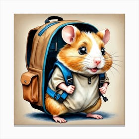 Hamster With Backpack 17 Canvas Print