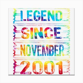 November 21 Years Old Since 2001 21st Birthday Gift Tie Dye Canvas Print