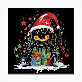 Penguin Santa Hat Canvas Print