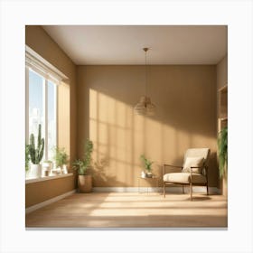 A Room With A Solid Color Background，Featuring Pri (1) Canvas Print