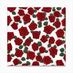 Red Roses On White Background Canvas Print