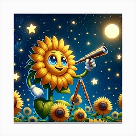 Stargazing Sunflower Canvas Print