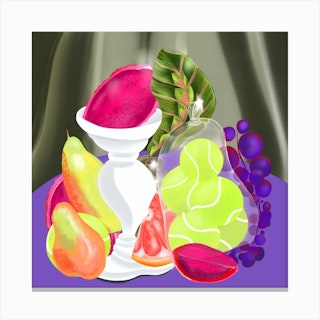 Still Life With Tennis Balls Square Canvas Print