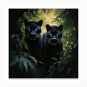 Two Black Panthers art print Canvas Print