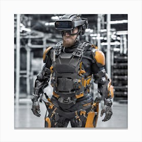 Robot Man In Armor Canvas Print