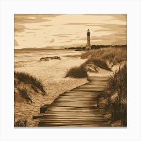 Lighthouse On The Beach Canvas Print