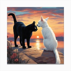 Sunset Cats 1 Canvas Print