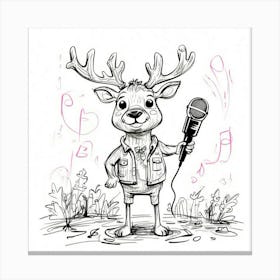 Deer With Microphone 3 Canvas Print