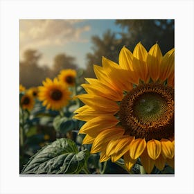 Sunflowers In The Field Canvas Print