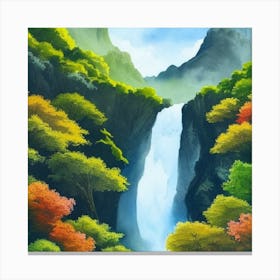 Waterfall In Autumn Canvas Print