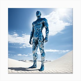 Blue Man Standing In Sand Canvas Print