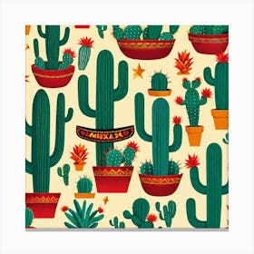 Mexican Cactus Pattern 13 Canvas Print