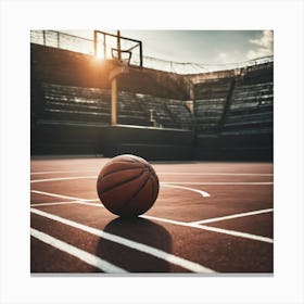 Basketball Court At Sunset Canvas Print